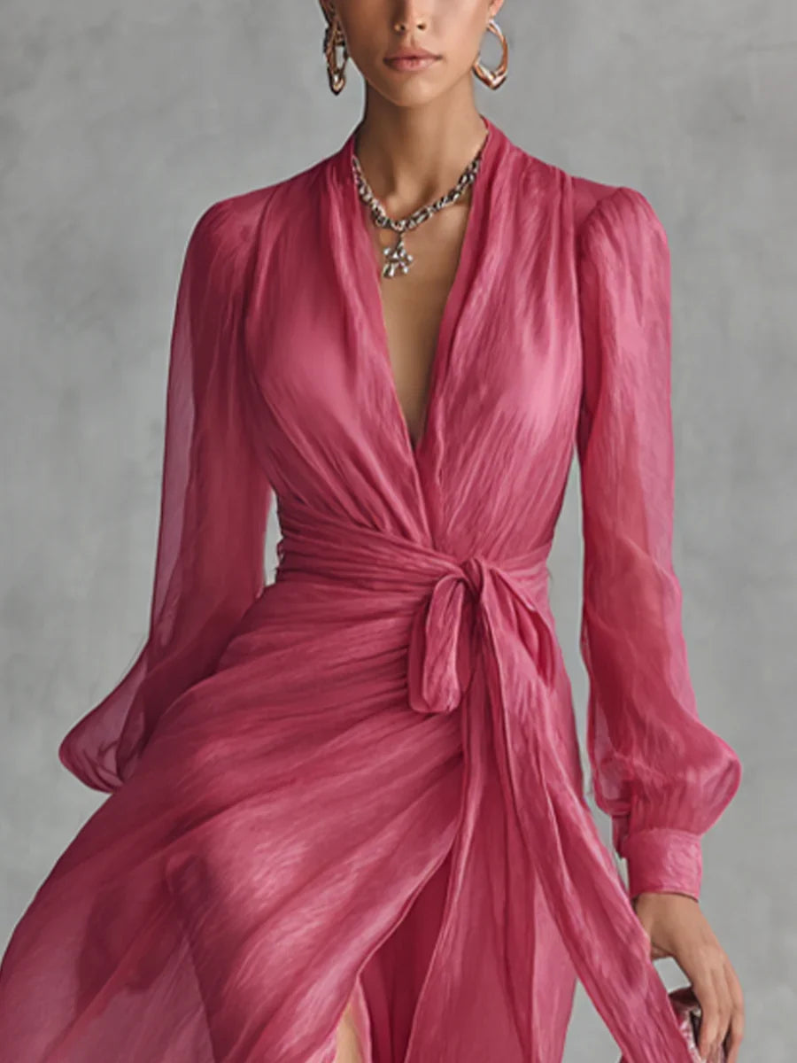 Paloma Vestido Maxi de Gasa con Escote en V