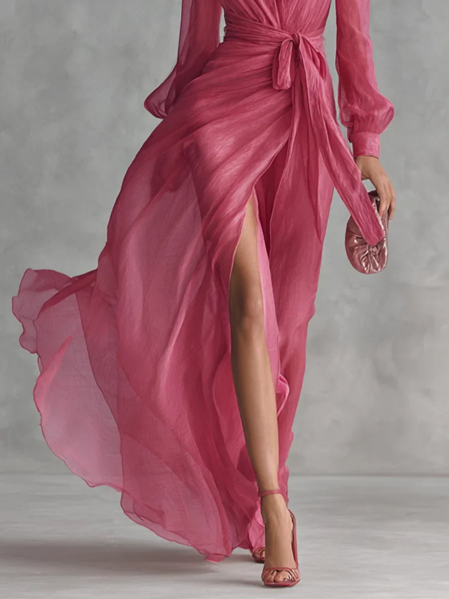 Paloma Vestido Maxi de Gasa con Escote en V