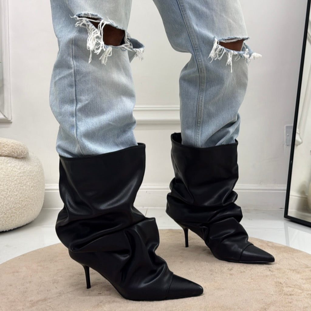 Sand - Botines de mujer con tacón, de punta, estilo casual y elegante, en color negro