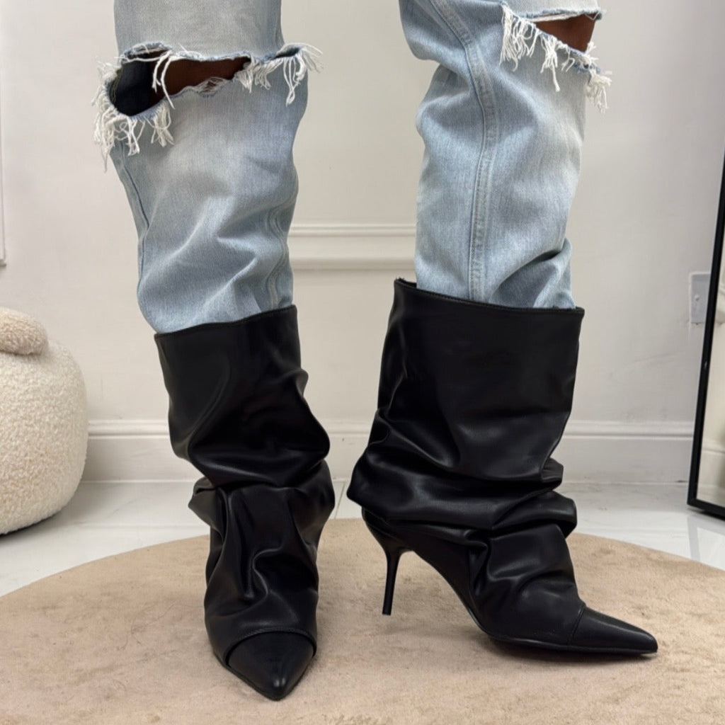 Sand - Botines de mujer con tacón, de punta, estilo casual y elegante, en color negro