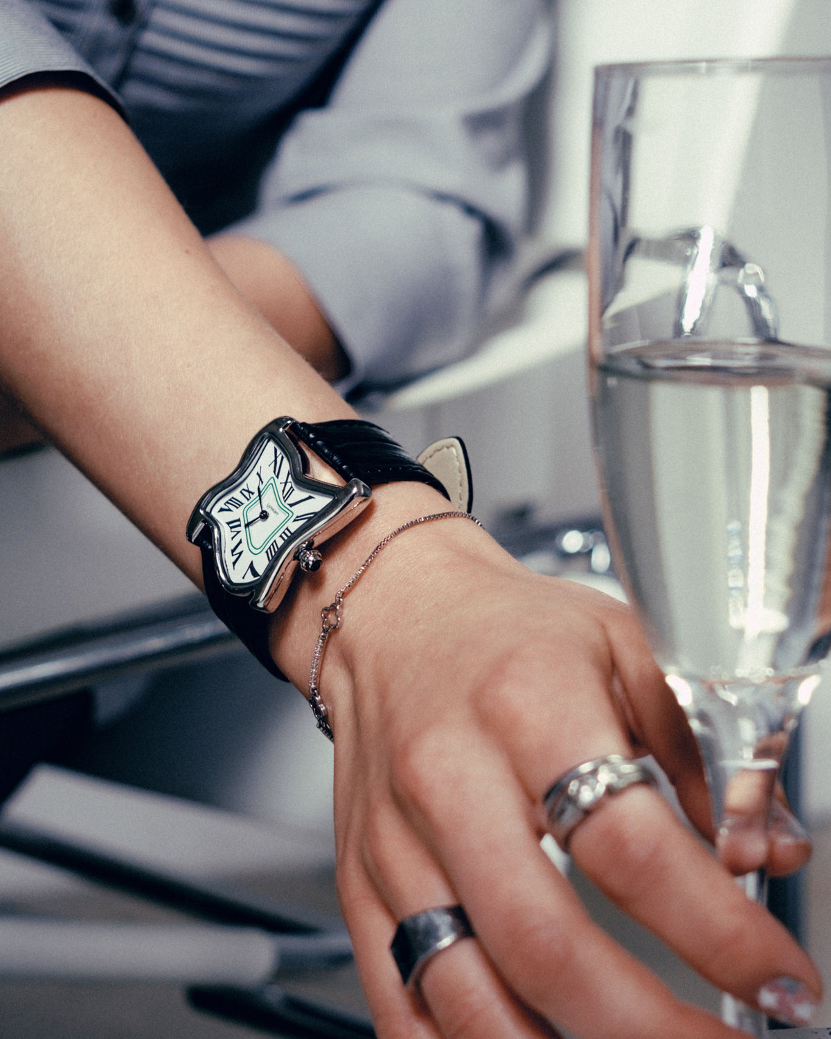 Square Melting Watch Small Silver