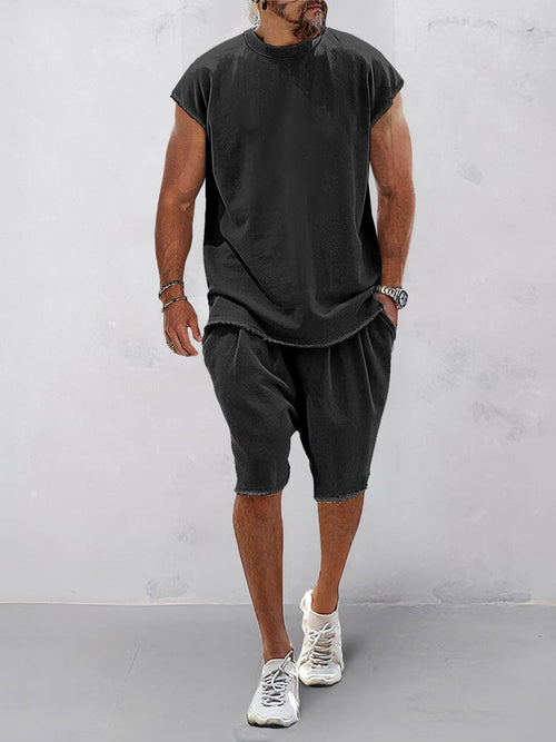 Casual Loose Fit Cotton Tracksuit Set