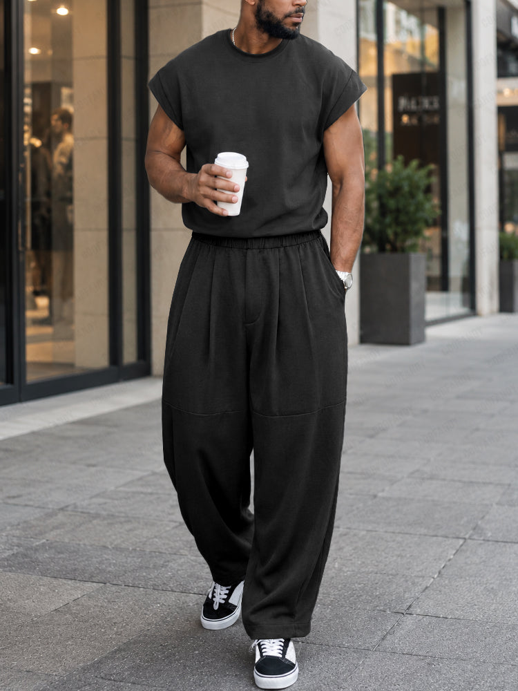 Minimalist Casual Loose Tank Top Pants Set