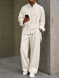 Casual Loose High-Low Hem Shirt Pants Set