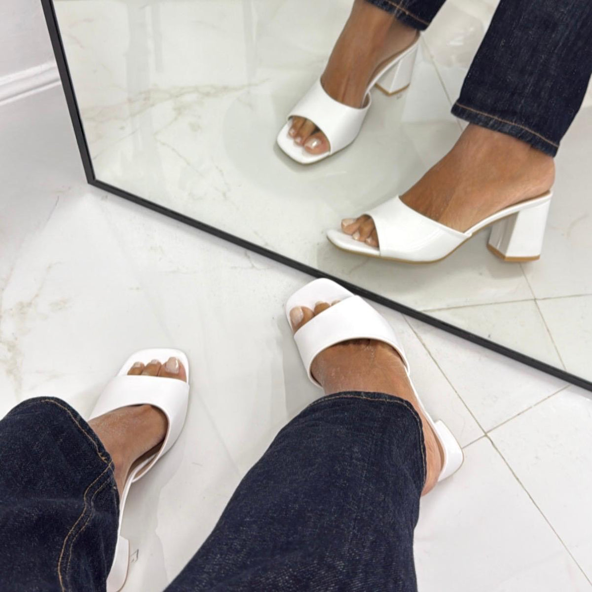 Nicole - Sandalo Donna Scarpa Tacco Punta Bianco