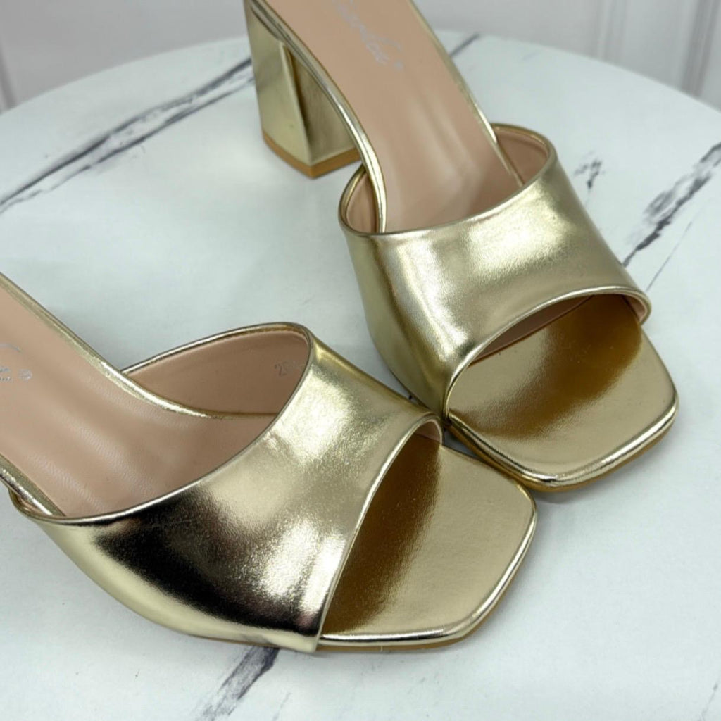 Nicole - Sandalo Donna Scarpa Tacco Punta Oro