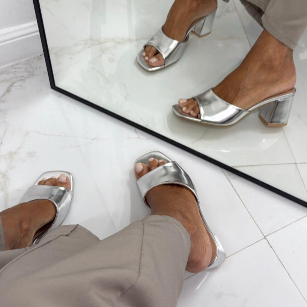 Nicole - Sandalo Donna Scarpa Tacco Punta Argento