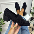 Jenny - Mocasines con tacón cómodo de ante negro