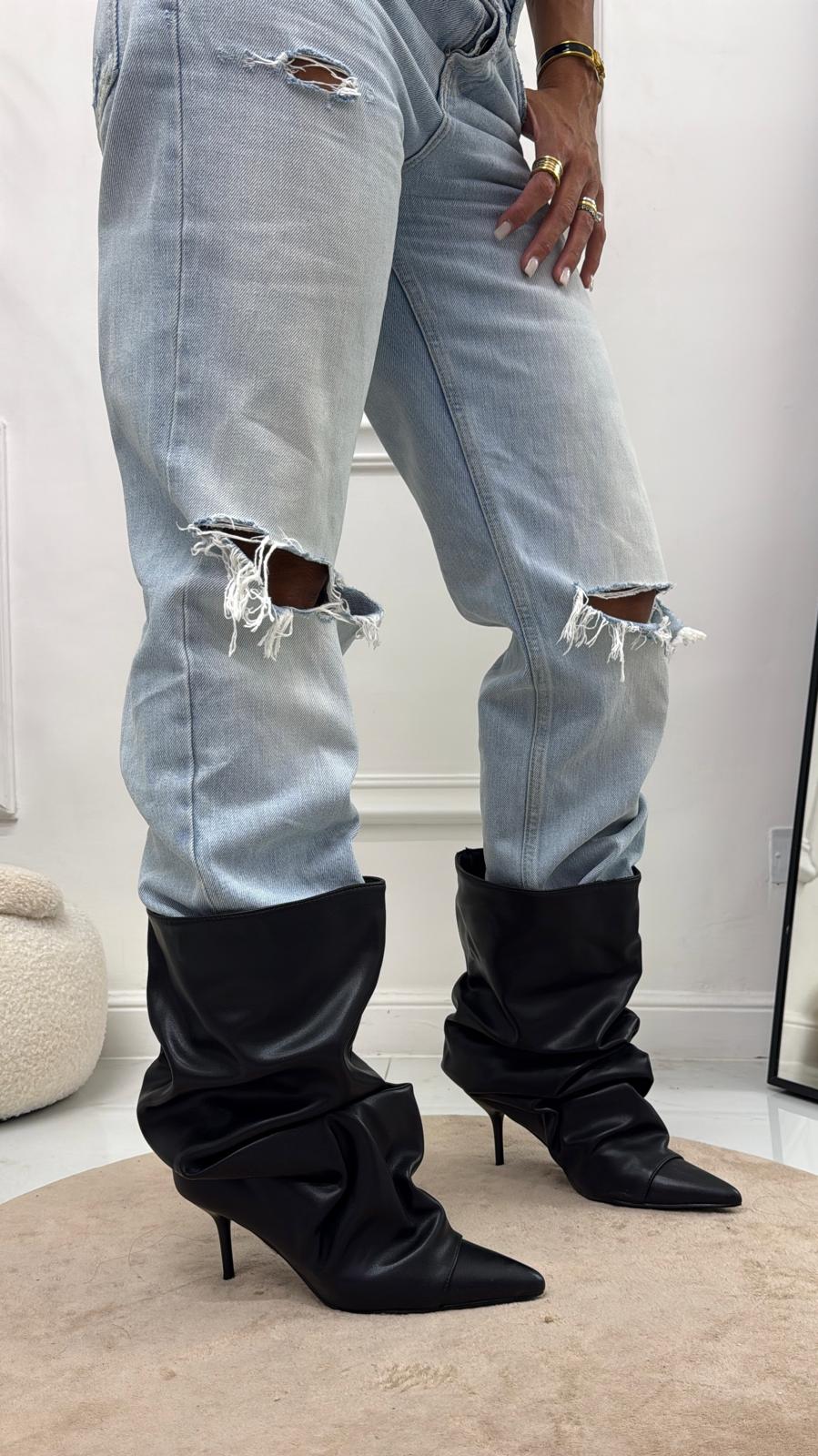 Sand - Botines de mujer con tacón, de punta, estilo casual y elegante, en color negro