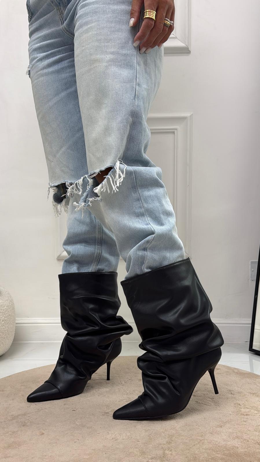 Sand - Botines de mujer con tacón, de punta, estilo casual y elegante, en color negro