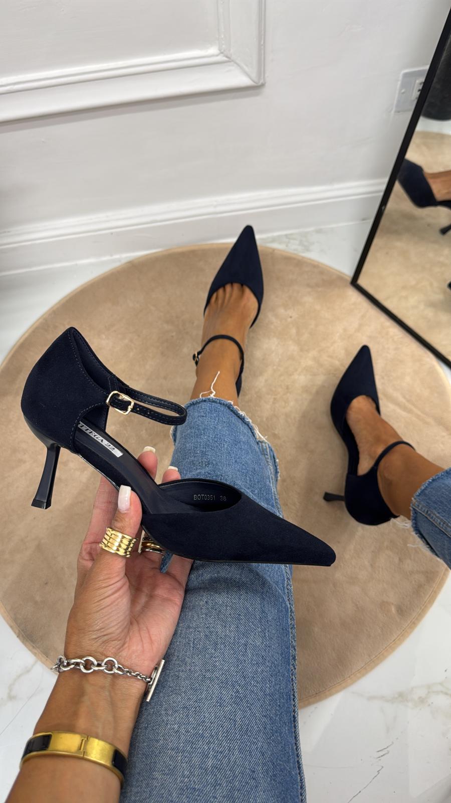 Atena - Zapatos de salón para mujer con tacón elegante, color azul
