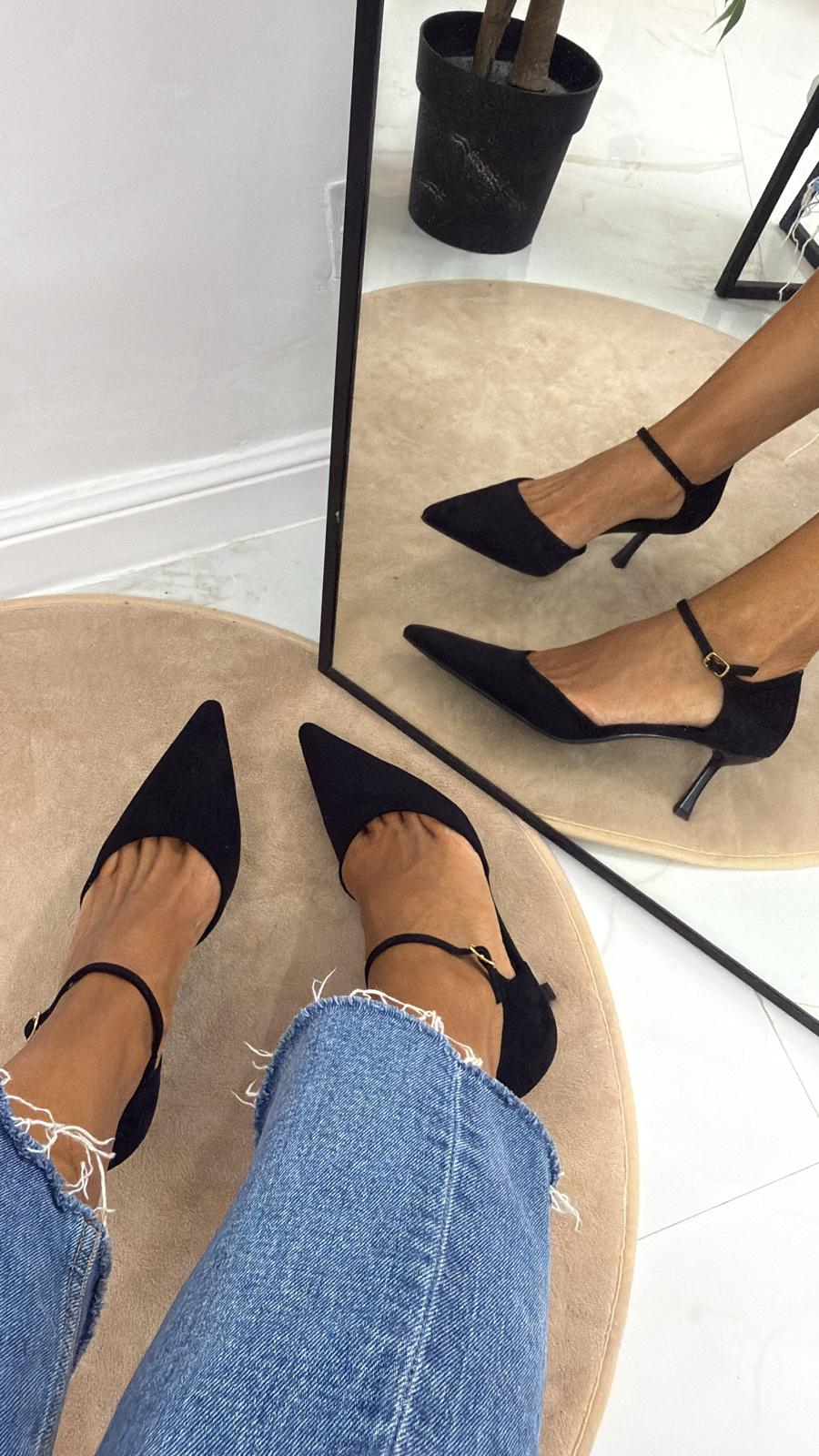 Atena - Zapatos de salón para mujer con tacón elegante, negros