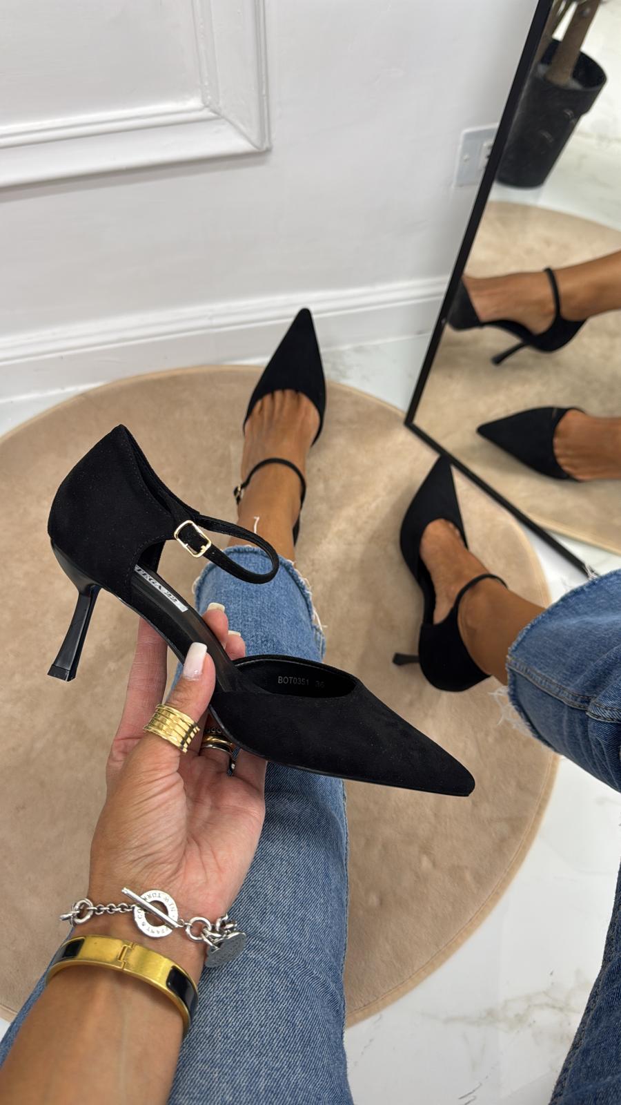 Atena - Zapatos de salón para mujer con tacón elegante, negros