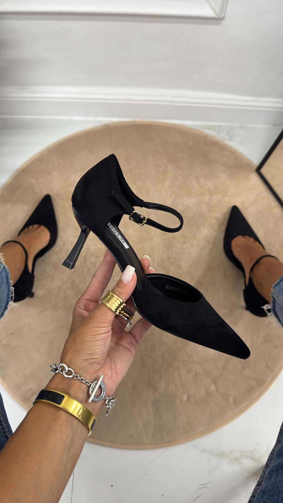 Atena - Zapatos de salón para mujer con tacón elegante, negros