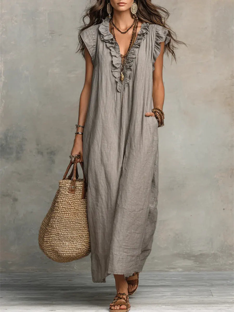 Carmen Vestido Maxi Bohemio con Escote en V