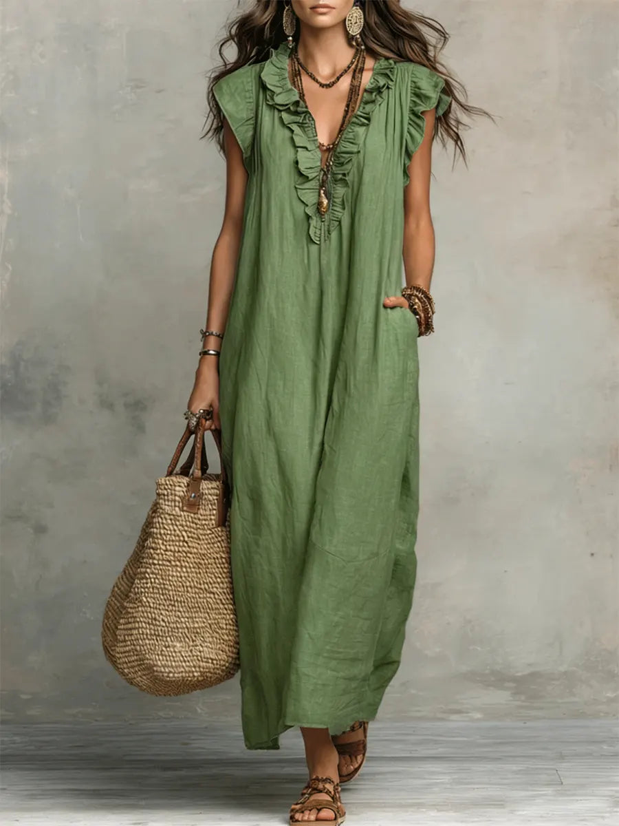 Carmen Vestido Maxi Bohemio con Escote en V