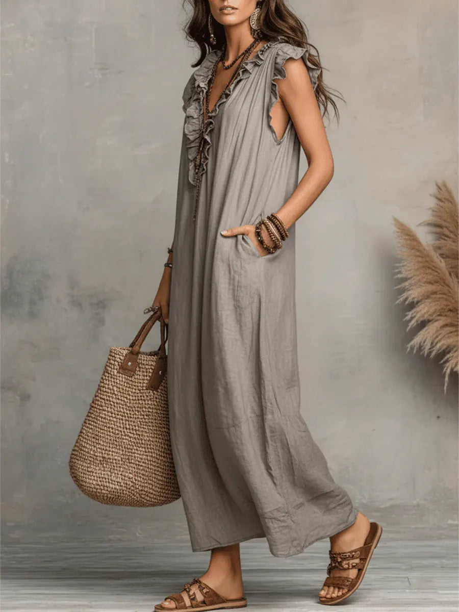 Carmen Vestido Maxi Bohemio con Escote en V