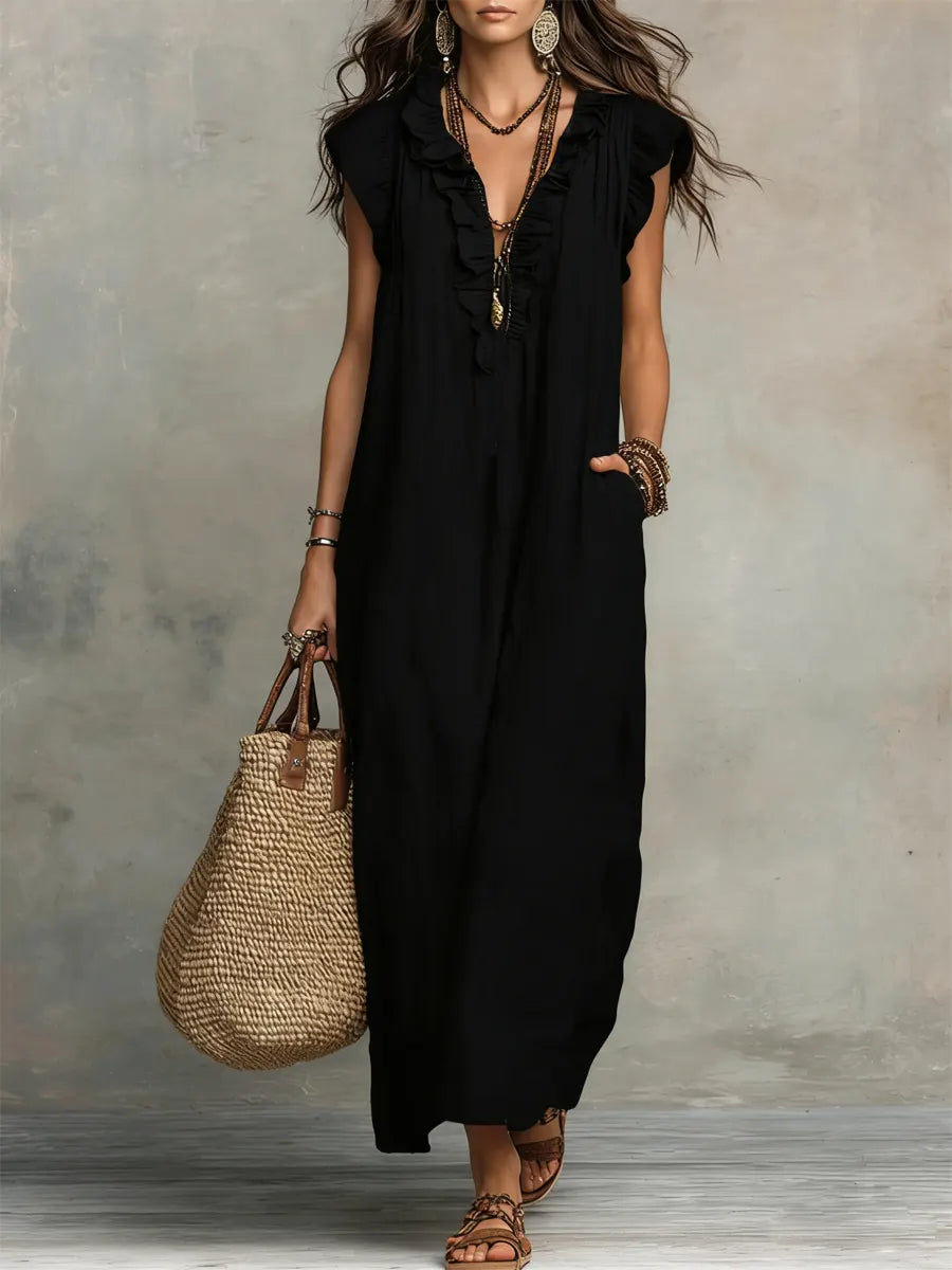 Carmen Vestido Maxi Bohemio con Escote en V