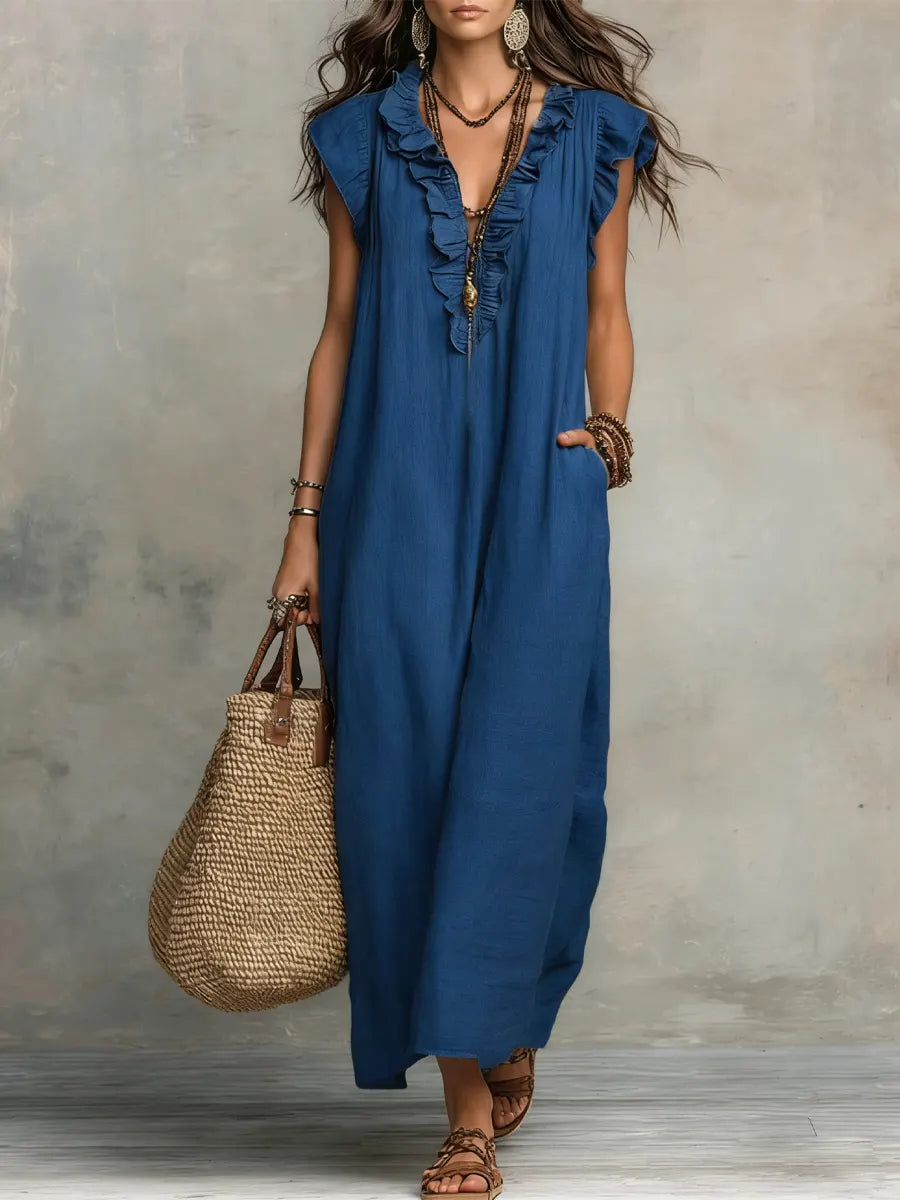 Carmen Vestido Maxi Bohemio con Escote en V