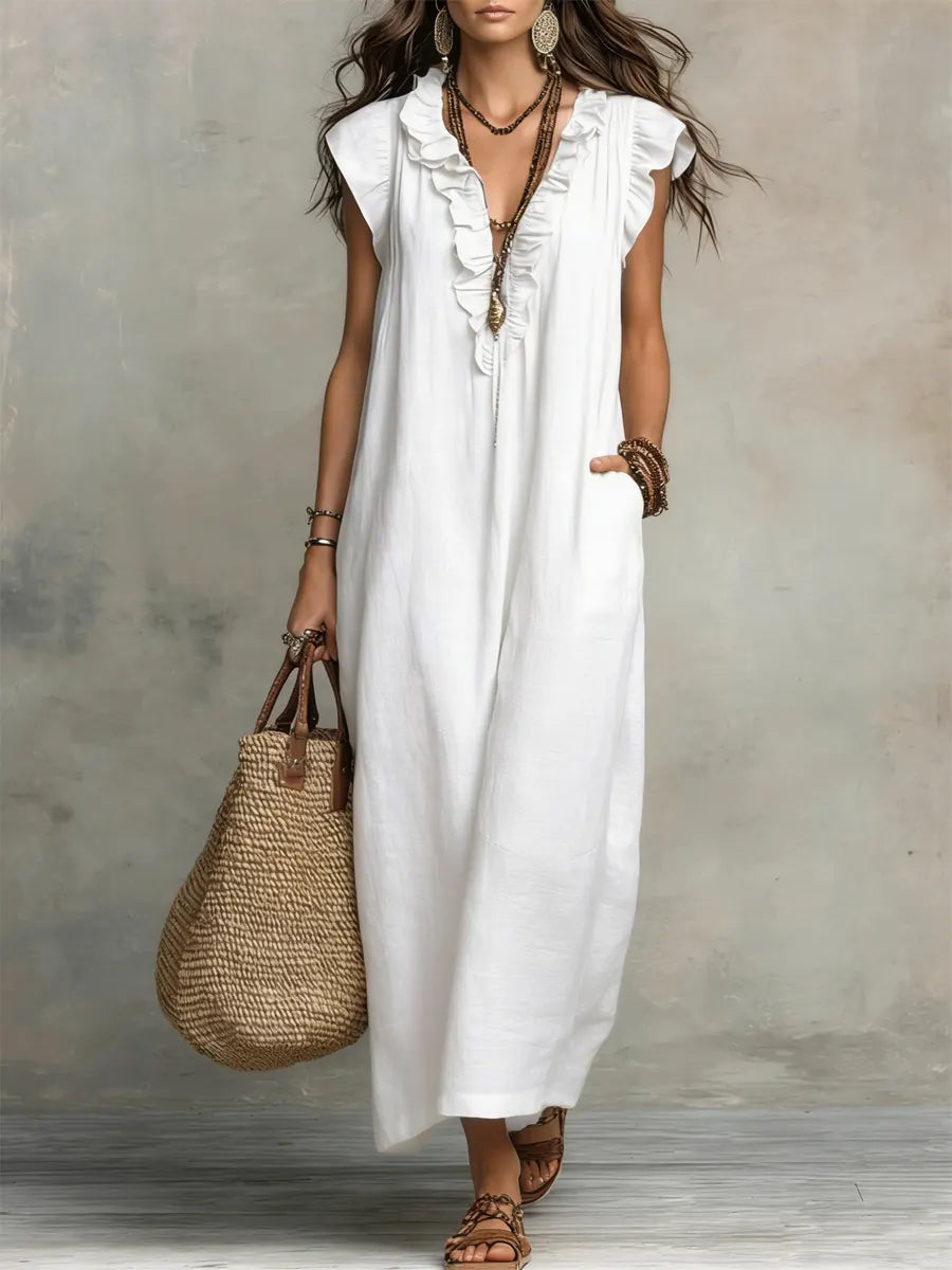 Carmen Vestido Maxi Bohemio con Escote en V