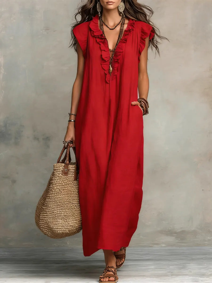 Carmen Vestido Maxi Bohemio con Escote en V